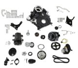 Holley High-Mount Complete Accessory Systems 20-310BK Drive Systems, High-Mount, Serpentine, Alternator, Power Steering, AC, Water Pump, Aluminum, Black, Timing Cover, Ford, 7.3L Godzilla, Kit thumbnail 1