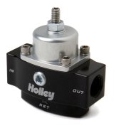 Holley HP Billet Fuel Pressure Regulators 12-842 Regulators, Billet, 4.5 to 9 psi, Inline, Return Style, 3/8 in. NPT, Inlet and Outlet, Idle Bleed, Black Finish, Bracket, Each thumbnail 2
