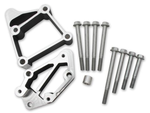 Holley LS Engine Accessory Drive Kits 21-2BK Bracket Spacer Kits, Aluminum, Black Finish, Middle Alignment, Chevy, Small Block LS, Each