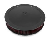 Holley Air Cleaner Assemblies 120-4230 Cleaners, 16 in. Round, 5.125 in. Horn, Dropped Base, Steel, Black Satin, Cotton Gauze Filter, Red, 3 in. Tall, fits Model 4150, 4160, Each thumbnail 2