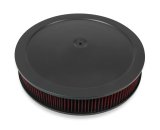Holley Air Cleaner Assemblies 120-4230 Cleaners, 16 in. Round, 5.125 in. Horn, Dropped Base, Steel, Black Satin, Cotton Gauze Filter, Red, 3 in. Tall, fits Model 4150, 4160, Each thumbnail 6