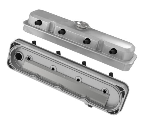 Holley LS Pontiac-Style Valve Covers 241-190 Covers, Pontiac, Cast Aluminum, Perimeter Bolt, Plain, Cast Aluminum, Natural Finish, Two-Piece, Chevy, LS, 4.8-7.0L, Pair