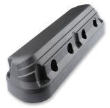 Holley 2-Piece Ford Style Valve Covers 241-187 Covers, LS Style, Cast Aluminum, Center Bolt, Plain, Cast Aluminum, Black Finish, Two-Piece, Chevy, LS, 4.8-7.0L, Pair thumbnail 1