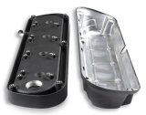 Holley 2-Piece Ford Style Valve Covers 241-187 Covers, LS Style, Cast Aluminum, Center Bolt, Plain, Cast Aluminum, Black Finish, Two-Piece, Chevy, LS, 4.8-7.0L, Pair thumbnail 5
