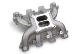 Holley LS Mid-Rise Carbureted Intake Manifolds 300-129 Manifolds, Mid-Rise, Standard Deck, Single Carburetor, Dual Plane, 1,500-6,500 RPM Range, Aluminum, Satin Finish, Chevy, 6.0L, 6.2L, Each thumbnail 5