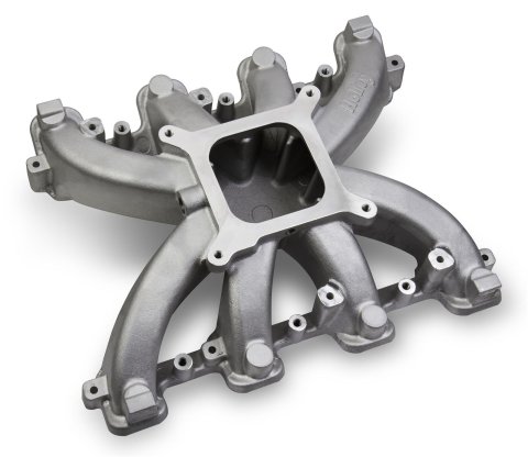 Holley LS Mid-Rise Carbureted Intake Manifolds 300-132 Manifolds, Mid-Rise, Standard Deck, Single Carburetor, Single Plane, 2,500-7,000 RPM Range, Aluminum, Satin Finish, Chevy, 4.8-6.0L, Each