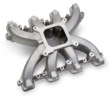 Holley LS Mid-Rise Carbureted Intake Manifolds 300-132 Manifolds, Mid-Rise, Standard Deck, Single Carburetor, Single Plane, 2,500-7,000 RPM Range, Aluminum, Satin Finish, Chevy, 4.8-6.0L, Each thumbnail 4