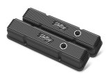 Holley Vintage Series Valve Covers 241-242 Covers, Series, Perimeter Bolt, Tall, Finned, Logo, Cast Aluminum, Black Finish, Textured, Baffled, Chevy, 283-400ci, Pair thumbnail 2
