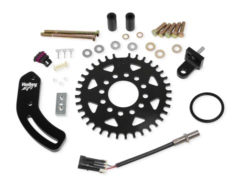 Holley EFI Crank Trigger Kits 556-115 Triggers, EFI, Billet Steel, 7.25 in. Diameter, 1/4 in. Thick, 36-1 Tooth, Black, with Bracket, 3-wire Pickup, Ford, 4.7-5.8L, Kit
