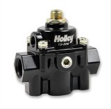 Holley Adjustable Fuel Injection Regulators 12-886 Pressure Regulators, Adjustable, Return, Inline, 15-60 psi, Aluminum, Black, One 3/8 in. NPT Female Inlet, One 3/8 in. NPT Female Outlet, Each thumbnail 1