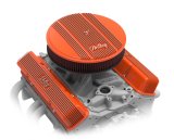 Holley Vintage Series Air Cleaner Assemblies 120-127 Cleaners, Vintage, Die Cast Aluminum, Orange Powdercoated, 14 in. Diameter, Logo, Reusable Element, Each thumbnail 1