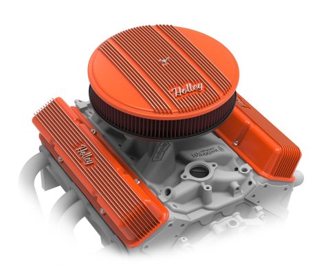 Holley Vintage Series Air Cleaner Assemblies 120-127 Cleaners, Vintage, Die Cast Aluminum, Orange Powdercoated, 14 in. Diameter, Logo, Reusable Element, Each
