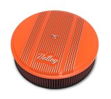 Holley Vintage Series Air Cleaner Assemblies 120-127 Cleaners, Vintage, Die Cast Aluminum, Orange Powdercoated, 14 in. Diameter, Logo, Reusable Element, Each thumbnail 3