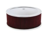 Holley 4500 Drop Base Air Cleaner Assemblies 120-4560 Cleaners, 16 in. Round, 7.50 in. Horn, Dropped Base, Steel, Chrome, Cotton Gauze Filter, Red, 6 in. Tall, fits Model 4500, Each thumbnail 6