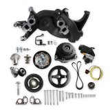 Holley Mid-Mount Complete Accessory Systems 20-186BK Drive Systems, LS Mid-mount, Serpentine, Alternator, Water Pump, Counterclockwise, Power Steering, GM 2, Black Finish, Chevy, 4.8-7.0L, Kit thumbnail 1