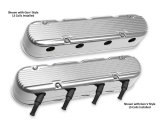 Holley Aluminum LS Valve Covers 241-181 Covers, LS, Center and Perimeter Bolt, Tall, Finned, Cast Aluminum, Polished Finish, Two-Piece, Chevy, LS, 4.8-7.0L, Pair thumbnail 2