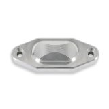 Holley Ford 7.3L Godzilla Oil Cooler Port Block-Off Plates 302-111 Plate, Billet Aluminum, Clear Anodized, Godzilla, Each thumbnail 1