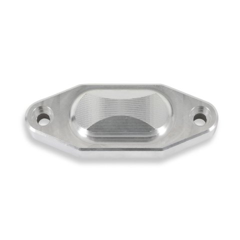 Holley Ford 7.3L Godzilla Oil Cooler Port Block-Off Plates 302-111 Plate, Billet Aluminum, Clear Anodized, Godzilla, Each