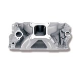Holley Strip Dominator Intake Manifolds 300-25 Manifolds, Dominator, High Rise, Square Bore, Single Carburetor, Standard Deck, Single Plane, Aluminum, Satin, Chevy, 262-400ci, Each thumbnail 2