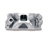 Holley Strip Dominator Intake Manifolds 300-25 Manifolds, Dominator, High Rise, Square Bore, Single Carburetor, Standard Deck, Single Plane, Aluminum, Satin, Chevy, 262-400ci, Each thumbnail 3