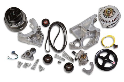 Holley LS Engine Swap Accessory Drive Systems 20-136 Pulley Kits, Swap, Serpentine, Alternator, Power Steering, A/C, GM Type 2, 130 Amp Alternator, Natural, Kit