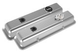 Holley Muscle Series Valve Covers 241-137 Covers, Series, Perimeter Bolt, Stock Height, Finned, Cast Aluminum, Polished Finish, Chevy, 4.3-6.6L, Pair thumbnail 2