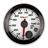 Holley EFI Analog Display Gauges 553-127W Gauges, EFI, Oil Pressure, 0-100 psi, Analog, Electric Sending Unit, 2 1/16 in. Diameter, Full Sweep, Lighted, White Face, Red Needle, Each thumbnail 4