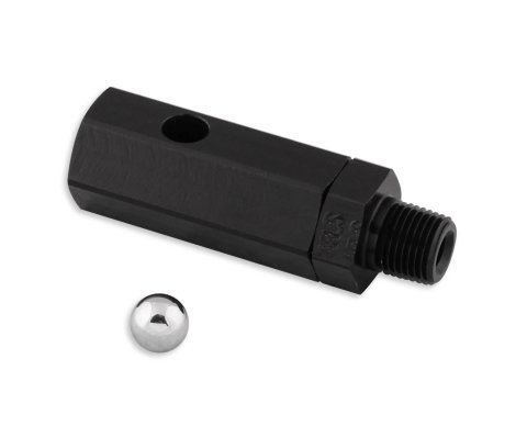 Holley Roll Over Valves 12-874 Fuel Cell Tip Valves, Valves, Bulkhead Fitting, Aluminum, Black Anodized, 1/8 in. NPT, -6 AN, Each