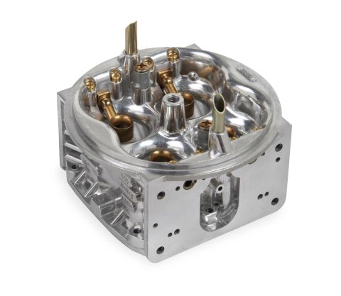 Holley Carburetor Main Bodies 134-302SA Components, Body, HP Series Upgrade, 850 cfm, Aluminum, Shiny Finish, Down-Leg Boost, Gaskets, Brass Jets, Brass Air Bleeds, Each