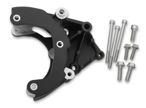Holley LS Engine Air Conditioner Brackets 20-134BK Brackets, Passenger Side, Aluminum, Black, Sanden 508, Chevrolet, Small Block LS, Each