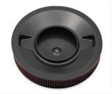 Holley Air Cleaner Assemblies 120-4630 Cleaners, 16 in. Round, 7.50 in. Horn, Dropped Base, Steel, Black, Cotton Gauze Filter, Red, 3 in. Tall, fits Model 4500, Each thumbnail 1