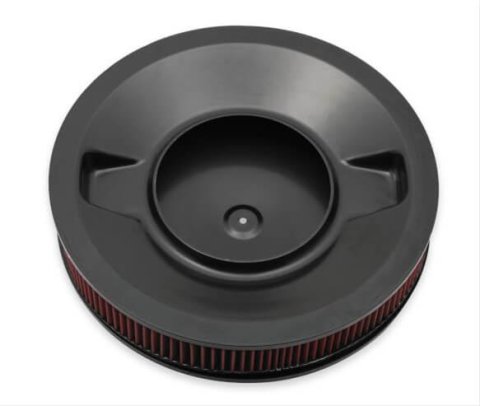 Holley Air Cleaner Assemblies 120-4630 Cleaners, 16 in. Round, 7.50 in. Horn, Dropped Base, Steel, Black, Cotton Gauze Filter, Red, 3 in. Tall, fits Model 4500, Each
