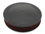 Holley Air Cleaner Assemblies 120-4630 Cleaners, 16 in. Round, 7.50 in. Horn, Dropped Base, Steel, Black, Cotton Gauze Filter, Red, 3 in. Tall, fits Model 4500, Each thumbnail 5