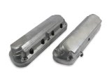 Holley 2-Piece Ford Style Valve Covers 241-185 Covers, LS Style, Cast Aluminum, Center Bolt, Plain, Cast Aluminum, Natural Finish, Two-Piece, Chevy, LS, 4.8-7.0L, Pair thumbnail 1