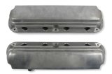 Holley 2-Piece Ford Style Valve Covers 241-185 Covers, LS Style, Cast Aluminum, Center Bolt, Plain, Cast Aluminum, Natural Finish, Two-Piece, Chevy, LS, 4.8-7.0L, Pair thumbnail 2
