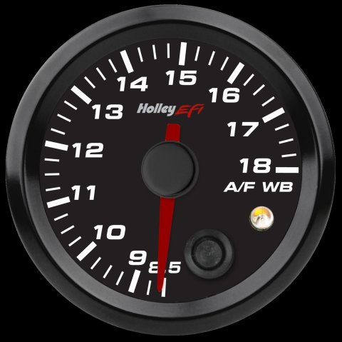 Holley EFI Analog Display Gauges 534-215 Gauges, EFI, Air/Fuel Ratio, Analog, Black Bezel and Face, White Numbers, Illuminated, 2-1/16 in. Diameter. Full Sweep, with Sending Unit, Each