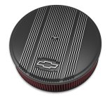 Holley Vintage Series Air Cleaner Assemblies 120-172 Cleaners, Vintage, Die Cast Aluminum, Black Powdercoated, 14 in. Diameter, Bowtie Logo, Each thumbnail 1