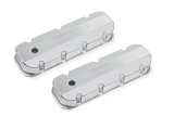 Holley Track Series Valve Covers 241-280 Covers, Series, Perimeter Bolt, Tall, Chevrolet Logo, Fabricated Aluminum, Silver Gloss, Baffled, Chevy, 396ci, 402ci, 427ci, 454ci, Pair thumbnail 1