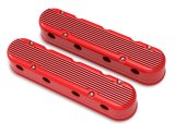 Holley Aluminum LS Valve Covers 241-184 Covers, LS, Center and Perimeter Bolt, Tall, Finned, Cast Aluminum, Red Gloss, Two-Piece, Chevy, LS, 4.8-7.0L, Pair thumbnail 2