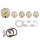 AutoMeter Antique Beige Instrument Clusters 7042-AB Cluster, Beige, Analog, Speedometer, Oil Pressure, Water Temperature, Fuel Level, Voltmeter, Polished Gauge Panel, Chevy, Kit thumbnail 7