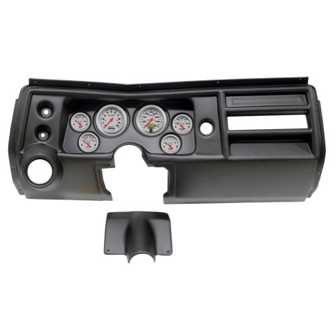 AutoMeter Ultra-Lite Instrument Clusters for 1968 CHEVELLE, EL CAMINO - 2902-13 Gauge Kit, Ultra-Lite, Analog, Silver Face, Speedo, Tach, Oil, Water, Volt, Fuel, Black Numbers, Red Pointers, Black Panel, Chevy, With Vent, Kit