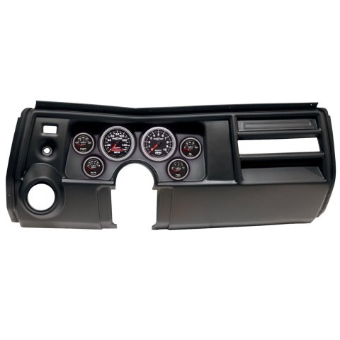 AutoMeter Sport-Comp II Instrument Clusters for 1969 CHEVELLE, EL CAMINO - 2909-12 Gauge Kit, II, Analog, Black Face, Speedometer, Tach, Oil, Water, Volt, Fuel, White Numbers, Red Pointers, Black Panel, Chevy, Vent, Kit