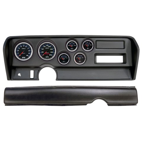 AutoMeter Cobalt Instrument Clusters for 1970-1972 GTO, LEMANS - 2914-05 Gauge Kit, Cobalt, Analog, Black Face, Speedo, Tach, Oil, Water, Volt, Fuel, White/Blue Numbers, Red Pointers, Black Panel, Pontiac, No A/C, Kit