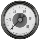 AutoMeter Prestige Analog Gauges 2023 Gauge, Prestige, Oil Pressure, 2 1/16 in., 0-100 psi, Full Sweep, White Face, Black Pointer, Chrome Bezel, Mechanical, Each thumbnail 1