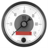 AutoMeter Prestige Analog Speedometers 2084 Gauges, Speedometer, 0-120 mph, 3 3/8 in., White Face, Black Numbers, Chrome Bezel, Electrical, Each thumbnail 1