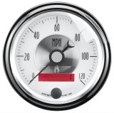 AutoMeter Prestige Analog Speedometers 2084 Gauges, Speedometer, 0-120 mph, 3 3/8 in., White Face, Black Numbers, Chrome Bezel, Electrical, Each thumbnail 2
