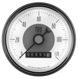 AutoMeter Prestige Analog Speedometers 2085 Gauges, Speedometer, 0-120 mph, 3 3/8 in., White Face, Black Numbers, Chrome Bezel, Electrical, Each thumbnail 1