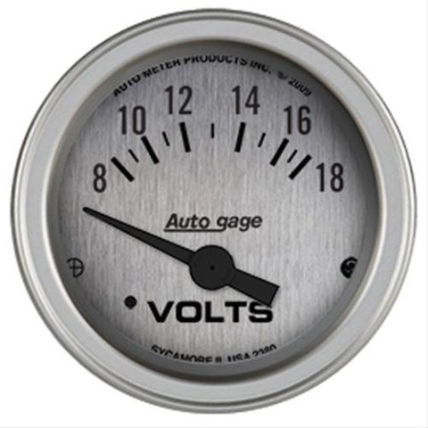 Autogage by AutoMeter Analog Gauges 2380 Gauge, Silver , Voltmeter, 8-18 V, 2 1/16 in., Analog, Electrical, Each