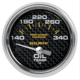 AutoMeter Pro-Comp Marine Carbon Fiber Analog Gauges 200764-40 Gauges, Gauges, Oil Temperature, 140-340 degrees F, 2 1/16 in. Diameter, Silver Bezel, Electrical, Each thumbnail 1