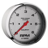 AutoMeter Pro-Comp Marine Tachometer Gauges 200750-35 Gauge, Marine, Tachometer, 5 in., 0-6,000 rpm, Full Sweep, Silver Face, Red Pointer, Chrome Bezel, Electrical, Each thumbnail 3